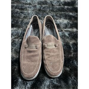 GUCCI Metal Plate Loafers Size 9.5 horse bit  Brown Suede Leather 100 0491